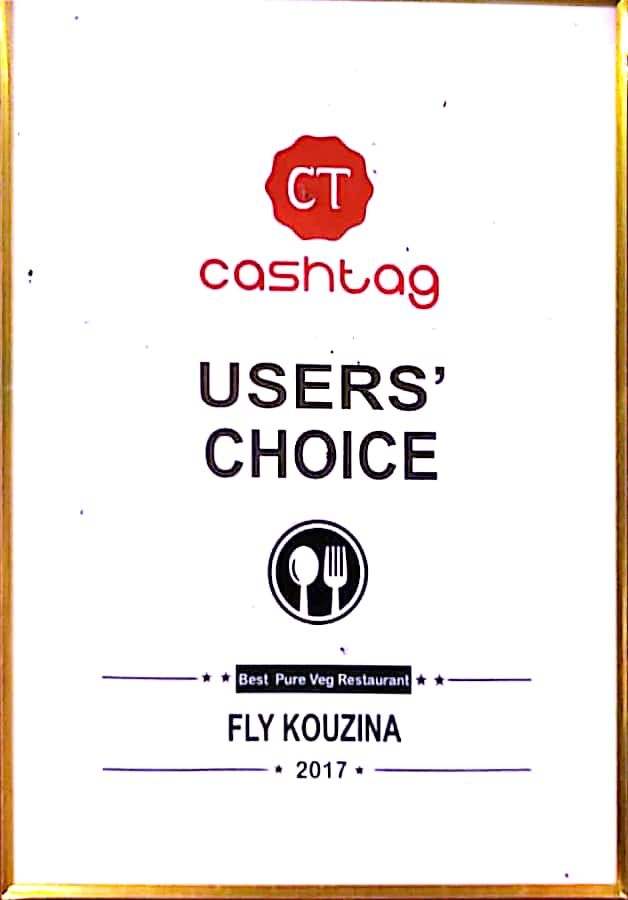 Cashtag Users' Choice 2017 plaque: Best Pure Veg Restaurant