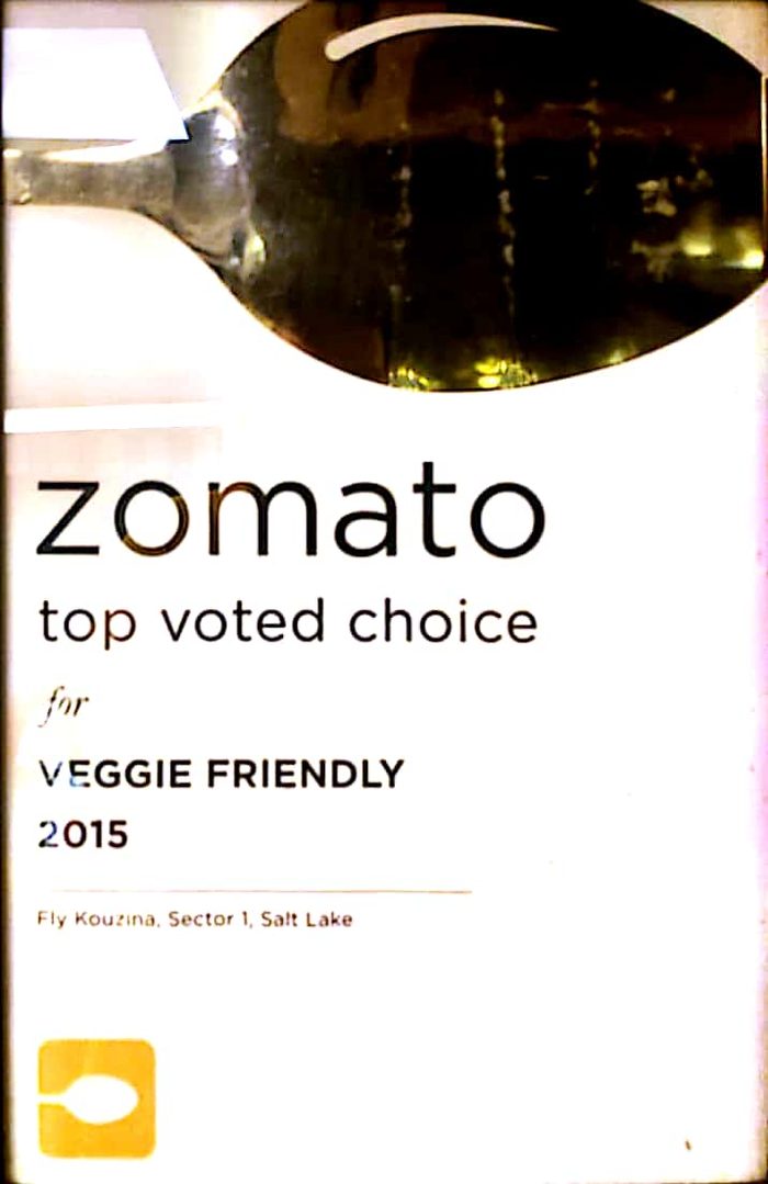 Zomato 2015 plaque: Top Voted Choice, Veggie Friendly